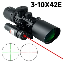 Mira telescópica para Rifle de caza táctica, accesorio de largo alcance para exteriores, rojo/verde, reflejo óptico, 3-10X42E