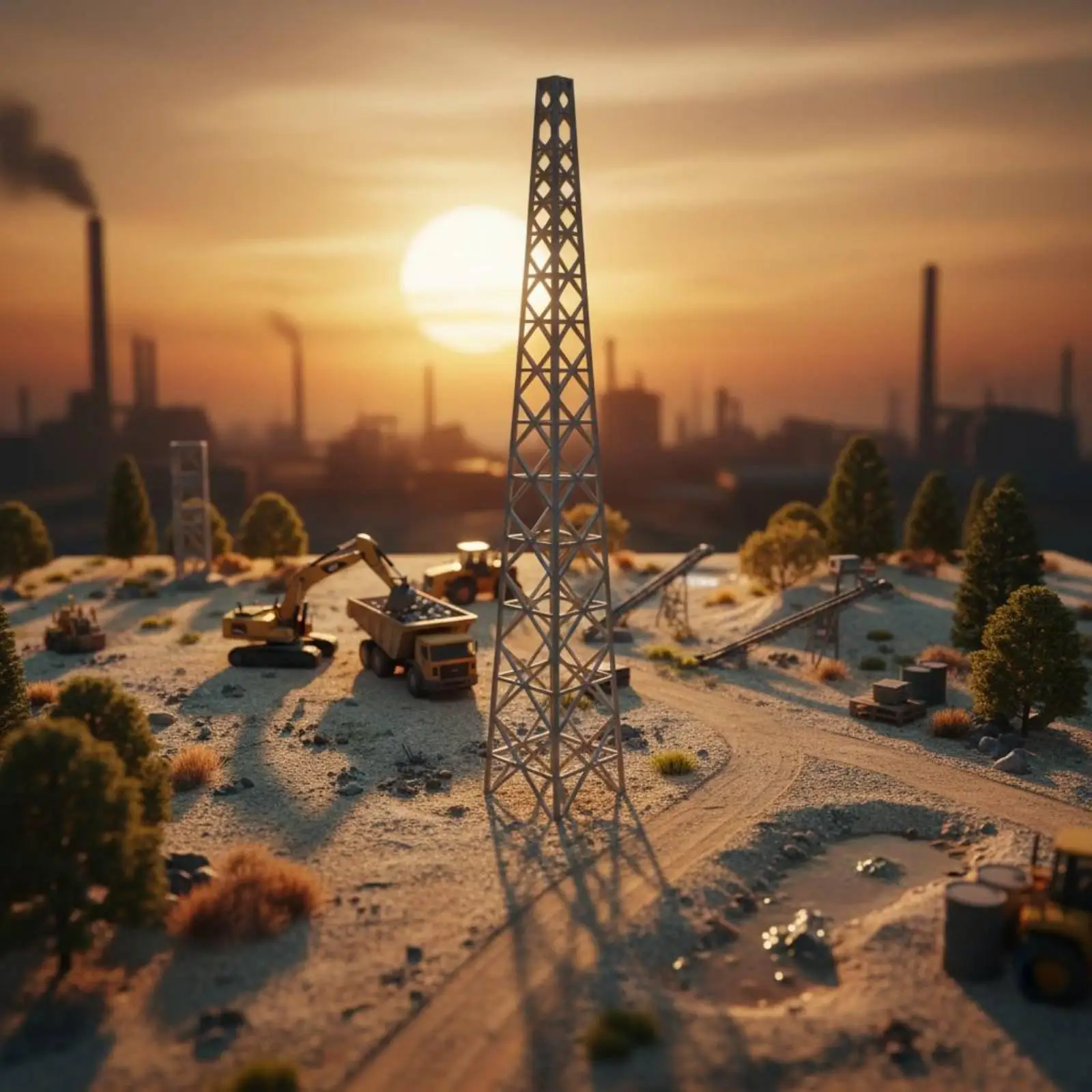 Industrial Scene Tower Technical Framework Miniature ABS Pylon Model for Office Desktop Decoration