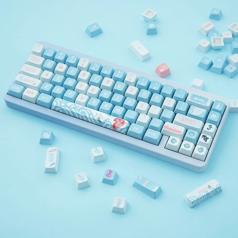 PBT mermaid theme keycap 125 key MDA height five-sided sublimation process suitable for mechanical keyboard