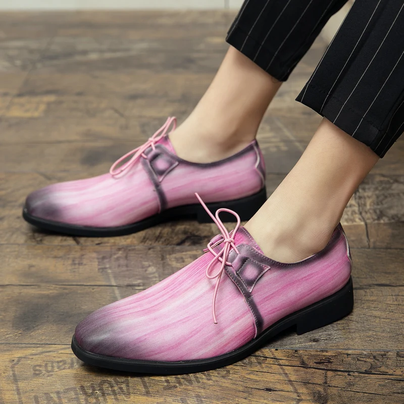 Fashion Men Leather Shoes Mixed Colors Dress Shoes Pink Wedding Shoe 2025  Autumn Plus Size 48 Causal Male Shoe Zapatos Hombre - AliExpress 322