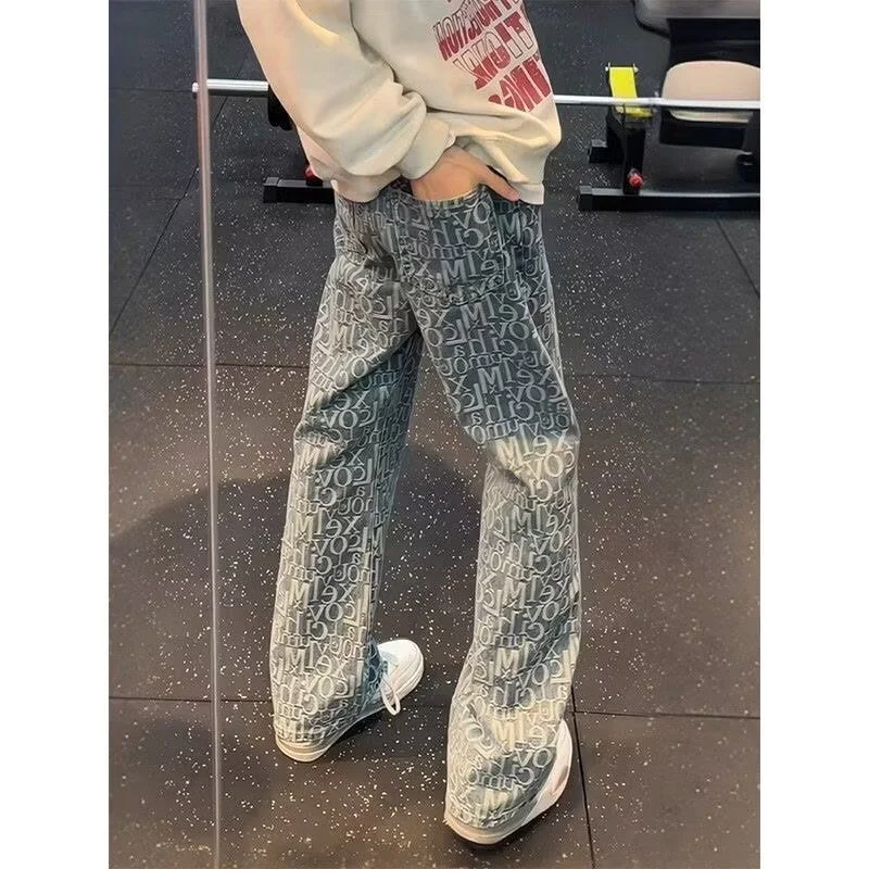 

American High Street Workwear Long Pants Men's Spring Loose Retro High Waist Wide Leg Casual Long Trousers Youth Fashion