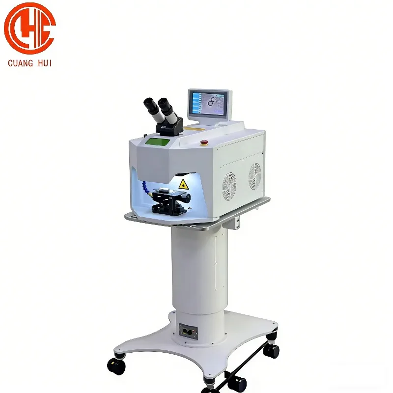 【New】Guanghui New Mini 110-220V 150W White Jewelry   Welding  hine All-in-One Easy Operate Metal Yag   1 Year
