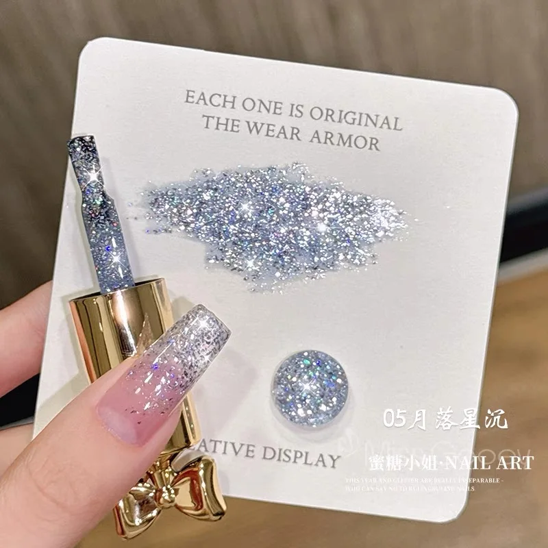 ยาทาเล็บเจลกลิตเตอร์ SHAKA 10 มล. 9 สี รุ่น White Nails Star Series กลิตเตอร์สีแพลตตินัม 2025 สำหรับทำเล็บสีน้ำตาล สำหรับคริสต์มาส