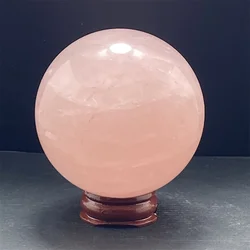 Natural High Quality Pink Rose Crystal Ball Healing Meditation Energy Ball Home Decoration + Base
