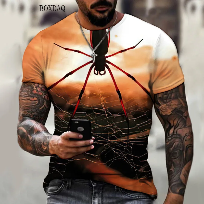 Spiders 3D Print Men's Fashion T-Shirts Big Size Loose Street Style Summer Tops Short Sleeve Animal Male Casual Tee 6XLPlus Size