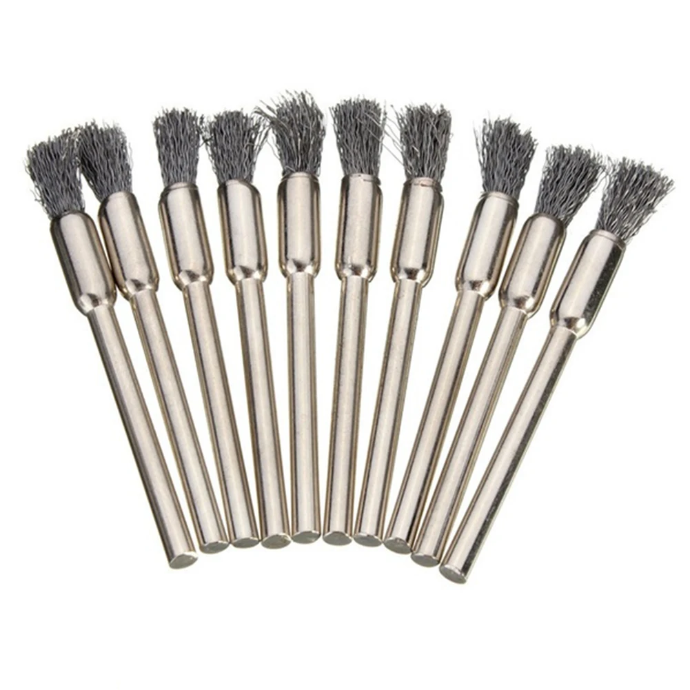 10pcs Mini Wheel Wire Pen Brush Steel Cup Brush Rotary Tool Dremel Polishing Set Accessories Kit