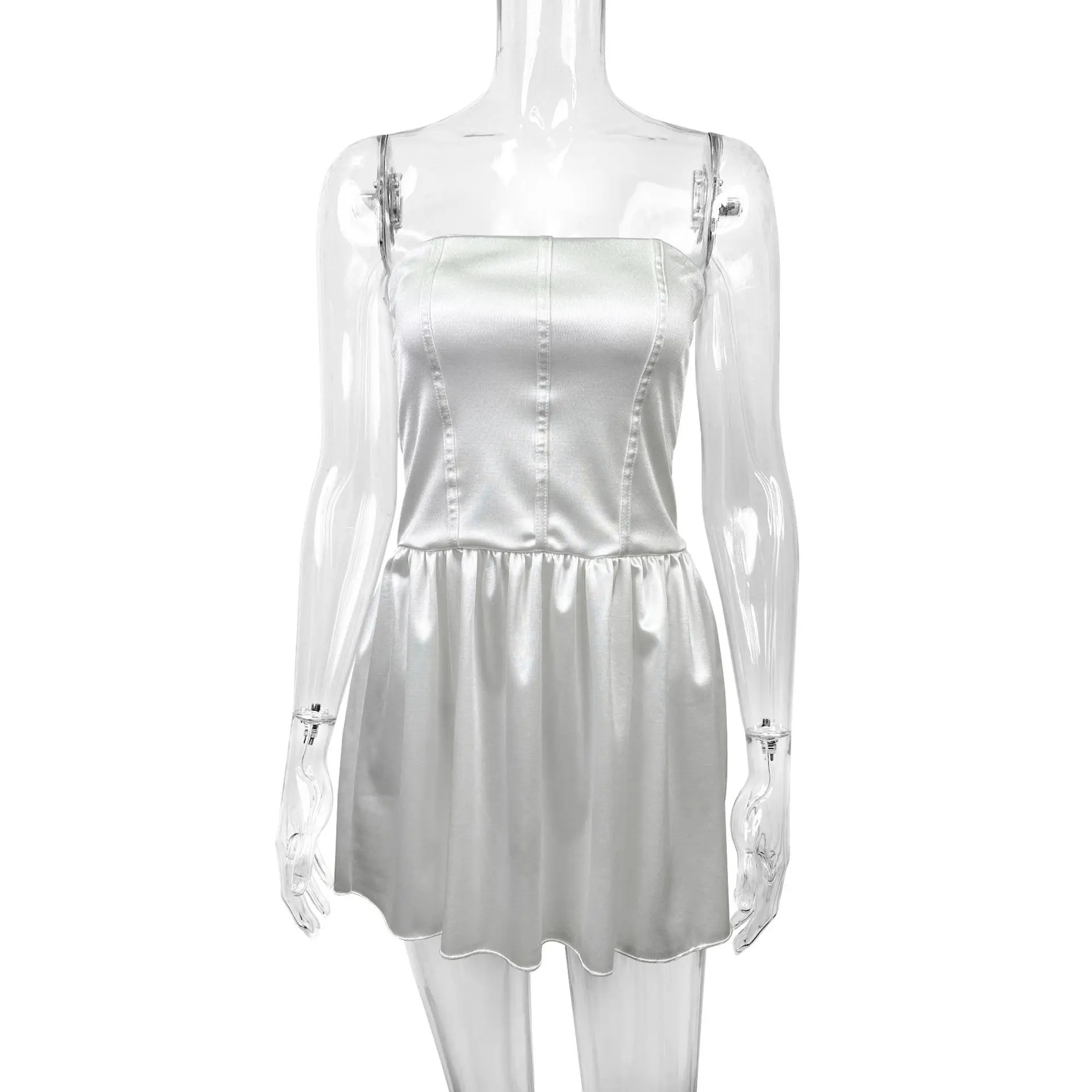 Jupe courte personnalisée en Satin, taille douce et élégante, Style célébrité, Slim, Bandeau, bourgeon de fleur, nouvelle collection printemps