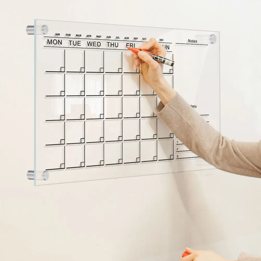 

2Sets Transparent Acrylic Erasable Note Board Handwritten Weekly Planner Functional Decorative Message Board for Desk Wall