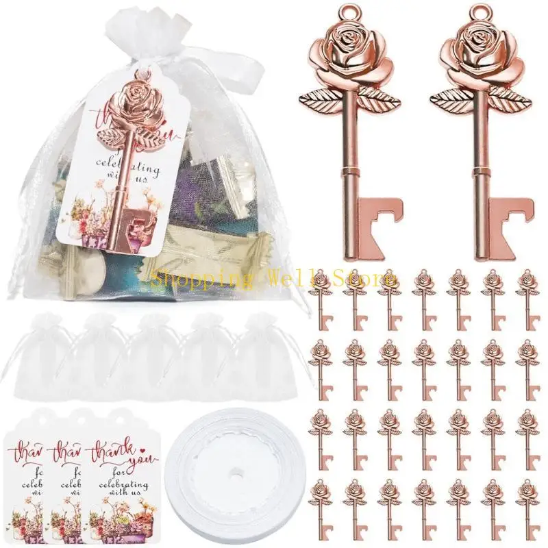 KX4B SET 30 ouvre-bouteille clés Deliate avec à cordon invité Cadeau Gift