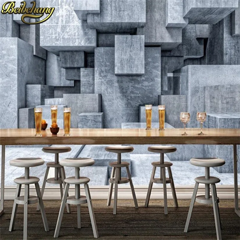 Custom photo Wallpaper for Walls Mural Living Room Bedroom Wall Paper European industrial wind gray cement background Stickers