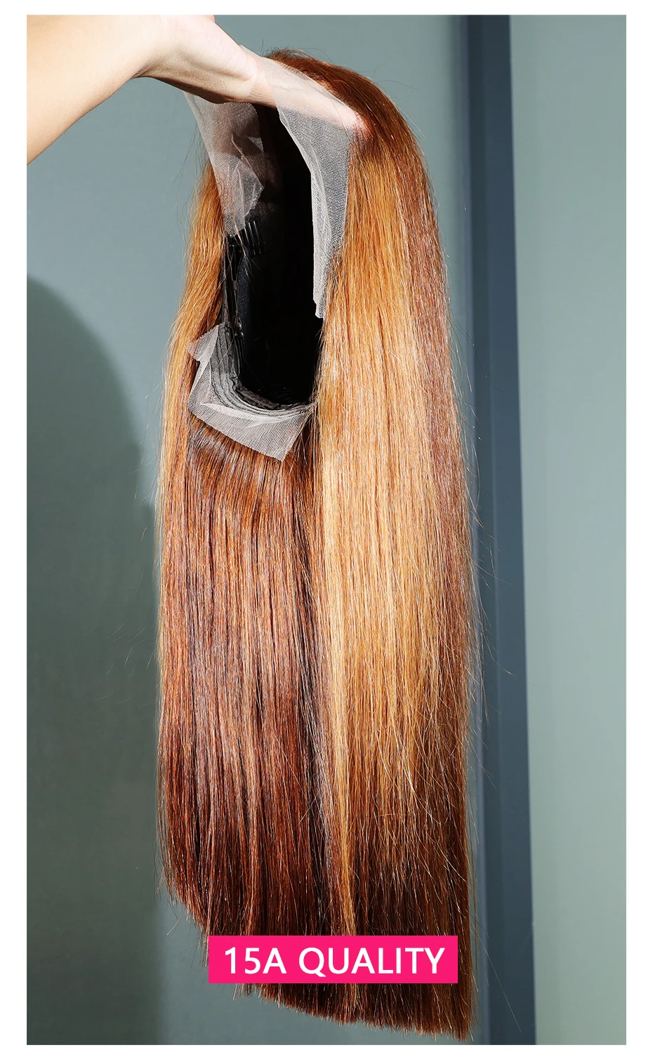 Echte 250 Dichte Braun-Blonde 13x4 Transparente Lace-Front-Bob-Perücken 100% Echthaar Doppelt Gezogen Knochenglattes Haar Vietnamesisches Rohhaar – Detail 4