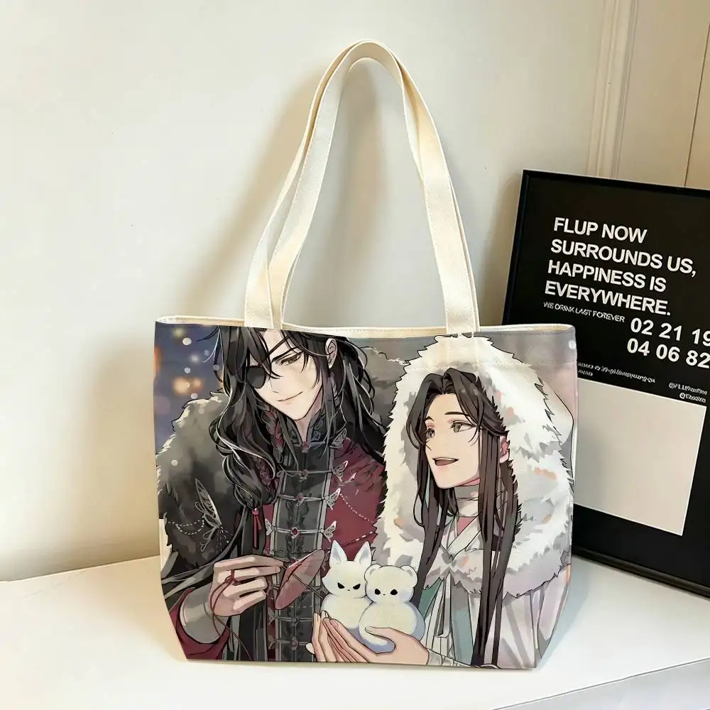 Xie Lian Hua Cheng Heaven Officials Blessing Cotton Polyester Zipper Tote Bag Large Capacity Shoulder Shopping Handbag 6