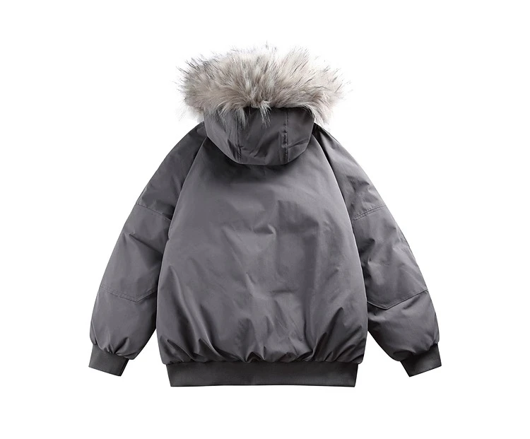 Winter Men's Multi-Pocket Patchwork Black Hooded Cotton Jacket American Style Thickened Gray Apricot Casual Parka Cotton Coat