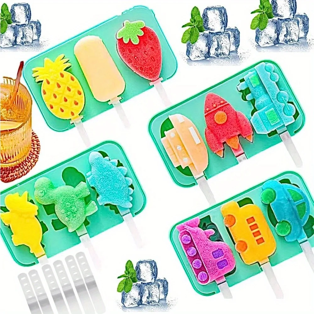 Colorful Reusables Silicone Ice Pop Mold with Sticks BPA-Free Frozen Popsicle Mold for Homemade Desserts Yogurt Juice Smoothies