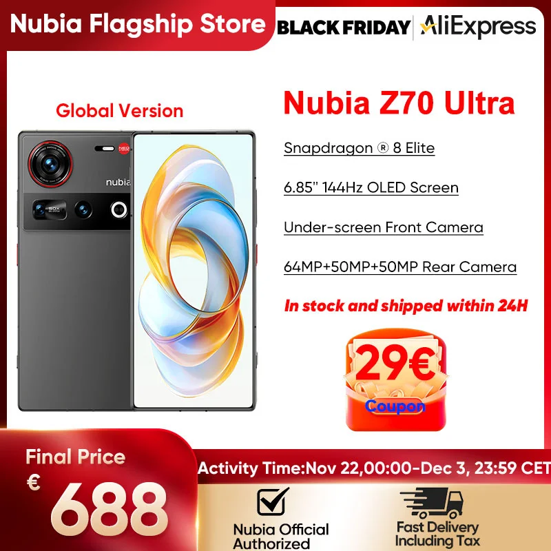 World Premiere Nubia Z70 Ultra Smartphone 5G Snapdragon 8 Elite 6.85 144Hz OLED Screen 6150 mAh Battery 64MP Camera Android 15 NFC IP68 & 69 Global Version