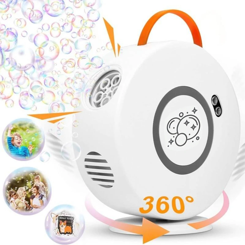 

Машина для мыльных пузырей для детей 90 ° 360 ° Вращающийся электрический автоматический генератор мыльных пузырей для Пасхи, Рождества, дня рождения, свадьбы, подарков на открытом воздухе