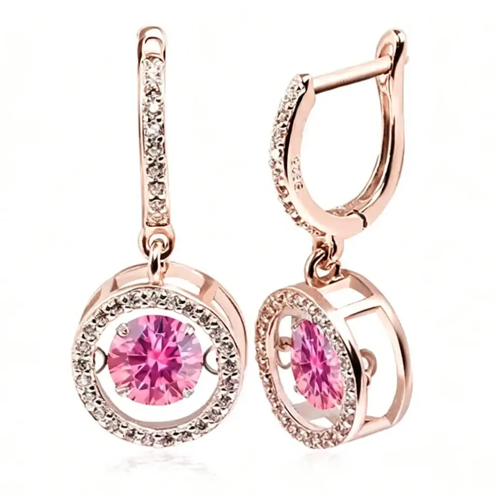 925 Sterling Silber Lange Stabförmige Doppel-Halo Ohrhänger in Roségold-Farbe mit Mehrfarbigen D VVS1 Moissanit Statement-Ohrringe Feiner Schmuck – Detail 2