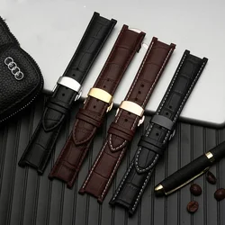 Genuine Leather Watchband For Versace Gucci GC Wristband 22*13mm 20*11mm Notched Strap Withstainless Steel Butterfly Buckle