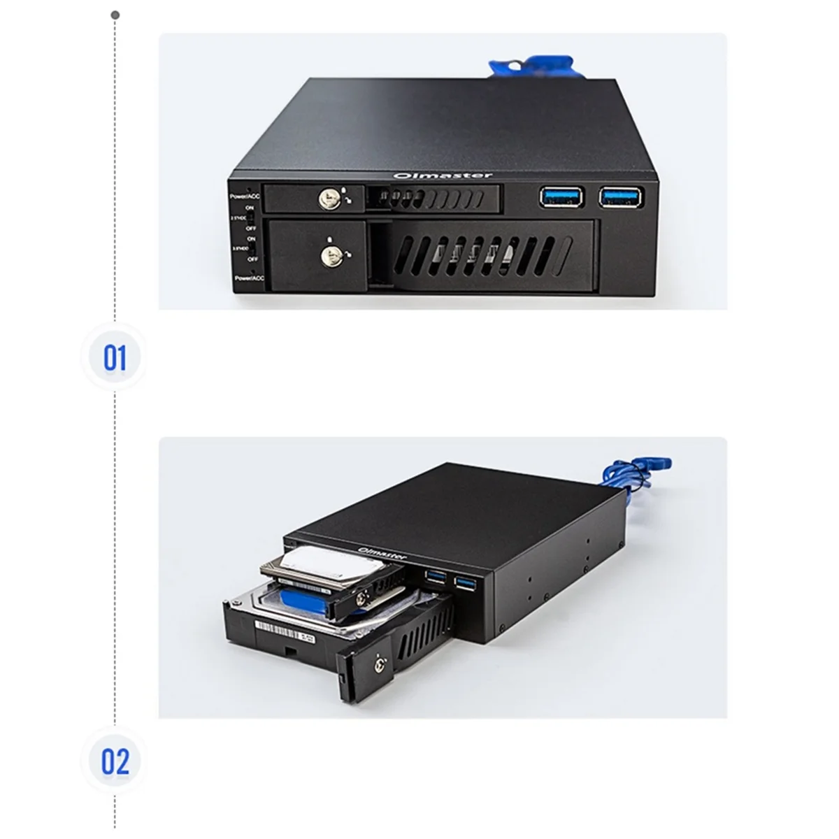 

Oimaster MR-6203 Chassis Hard Disk Enclosure for 2.5/3.5 Inch Hard Disk Rack Dual-Disc Optical Drive Hard Disk Enclosure