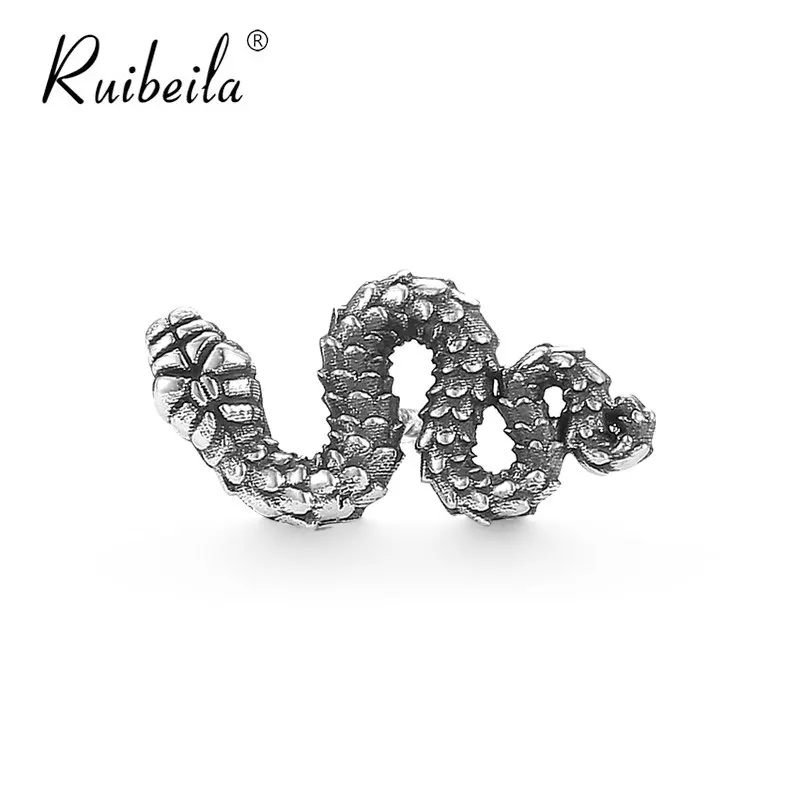 

Ruibeila925 silver Vintage punk Zodiac small snake personality one Wild earrings earrings men trend