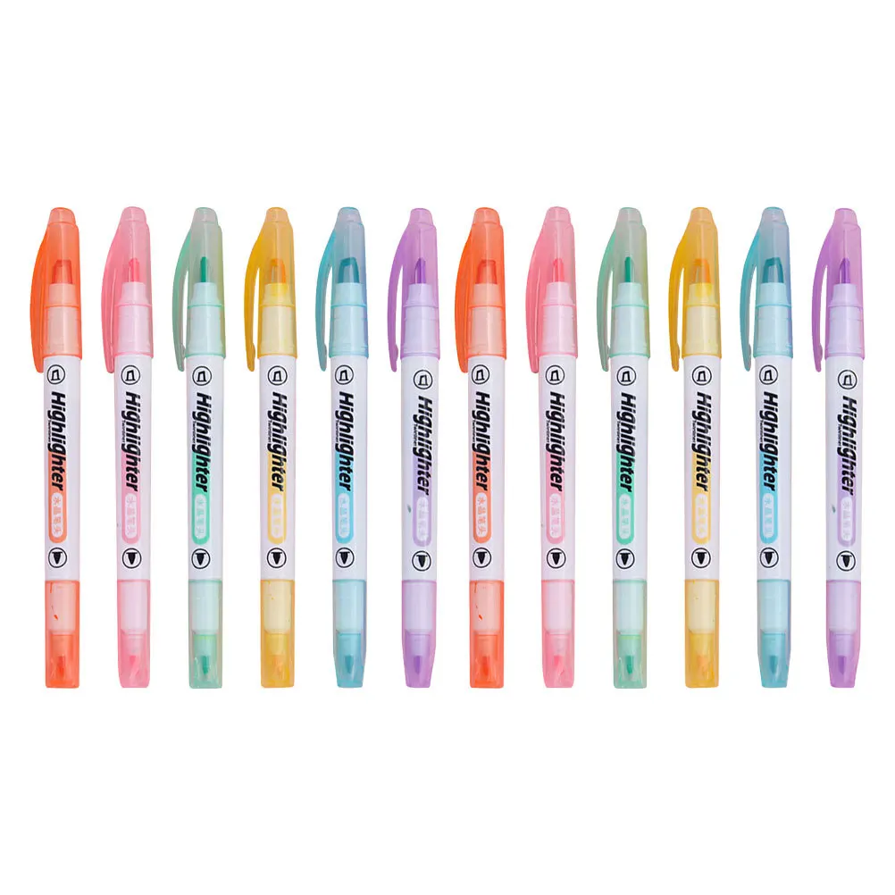

12Pcs Dual Tip Highlighters with See-Through Window Smooth Quick Dry Ink No Bleed Through for School Office Journaling Note