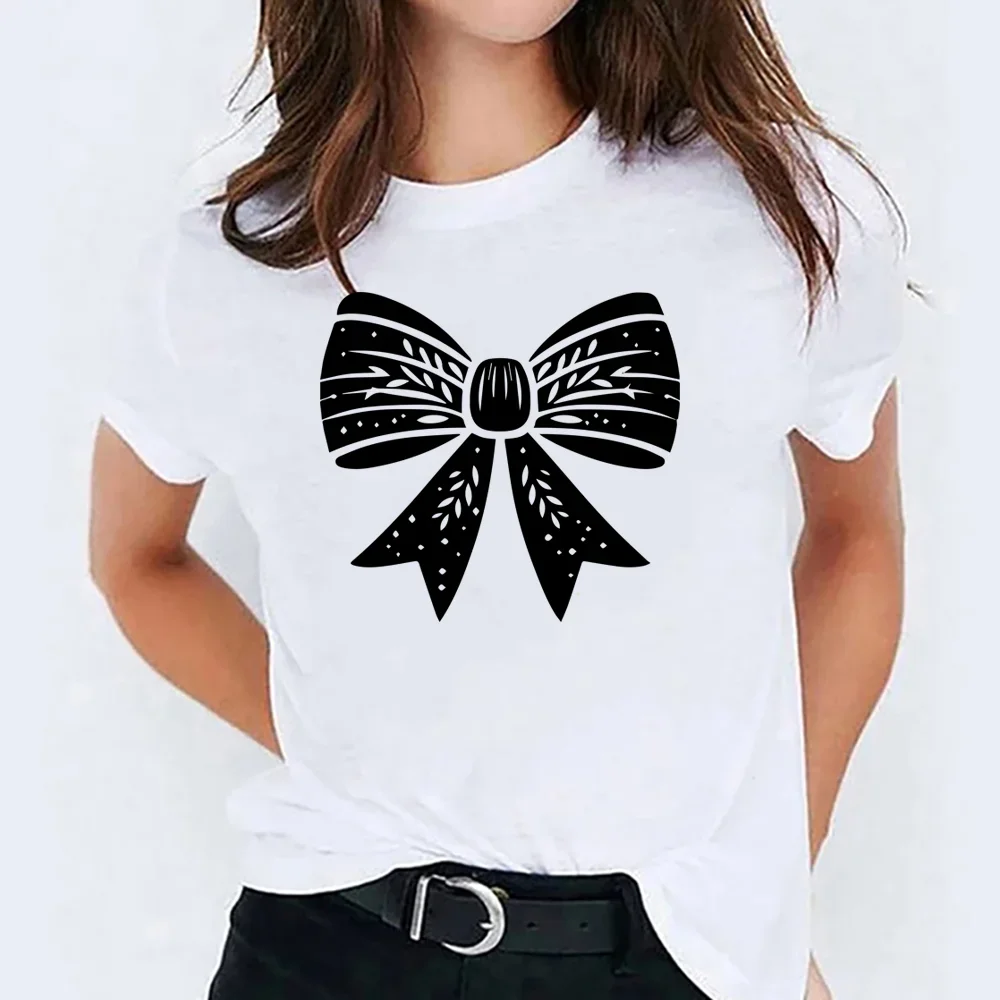 Bow Tie Girl Tshirt Baggy Print T-shirt Design Customized T Shirt 100% Cotton Women Summer Diy Your Own Graphics Logo Photo