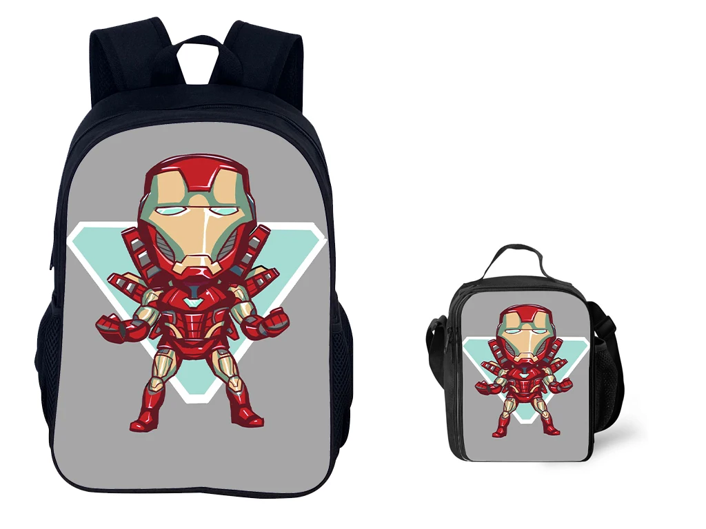 

HOT Little Children IronMan Lightweight Book Bag 2 in 1 Set-Back to School Backpack and Waterproof Lunch Tote for Student