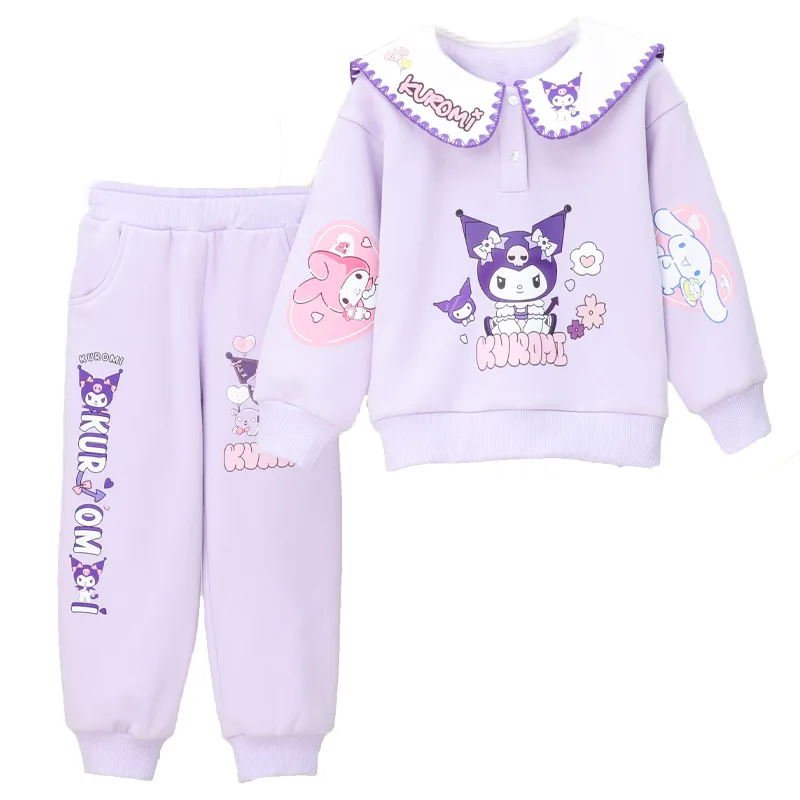 Imagem -05 - Sanrio-conjunto de Moletom de Veludo de Duas Peças Veludo Casual Versátil Outono e Inverno Desenhos Animados de Kuromi Holiday Gift Novo 2023