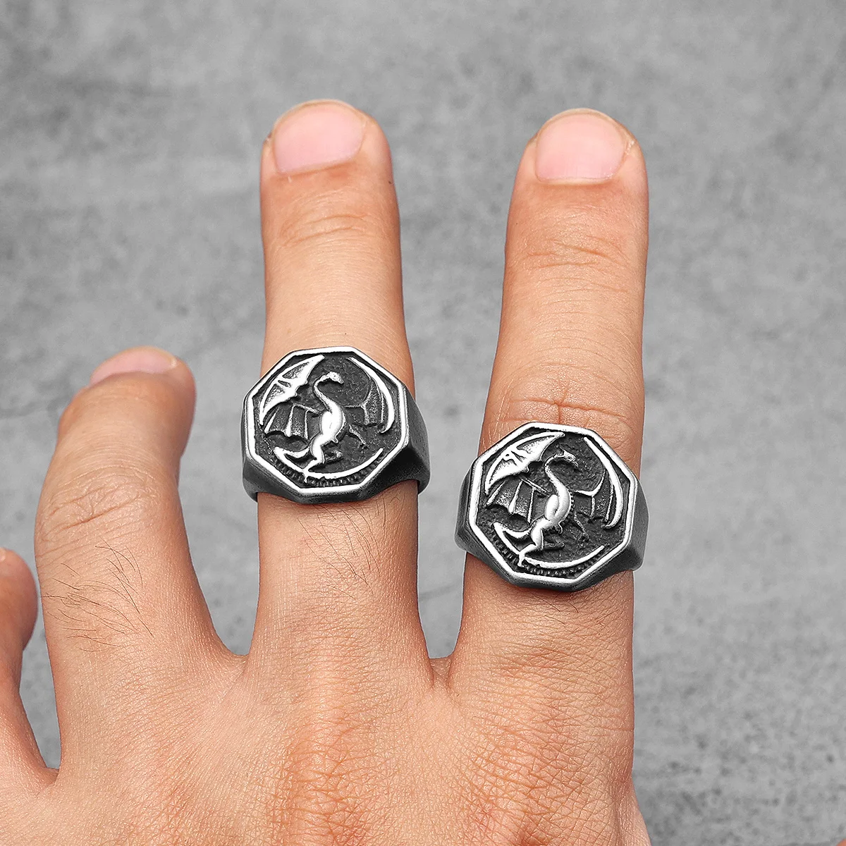 Vintage Black Evil Dragon Animal Men Rings Stainless Steel Women Jewelry Punk Rock Cool Stuff Fashion Accessories Gift Wholesale