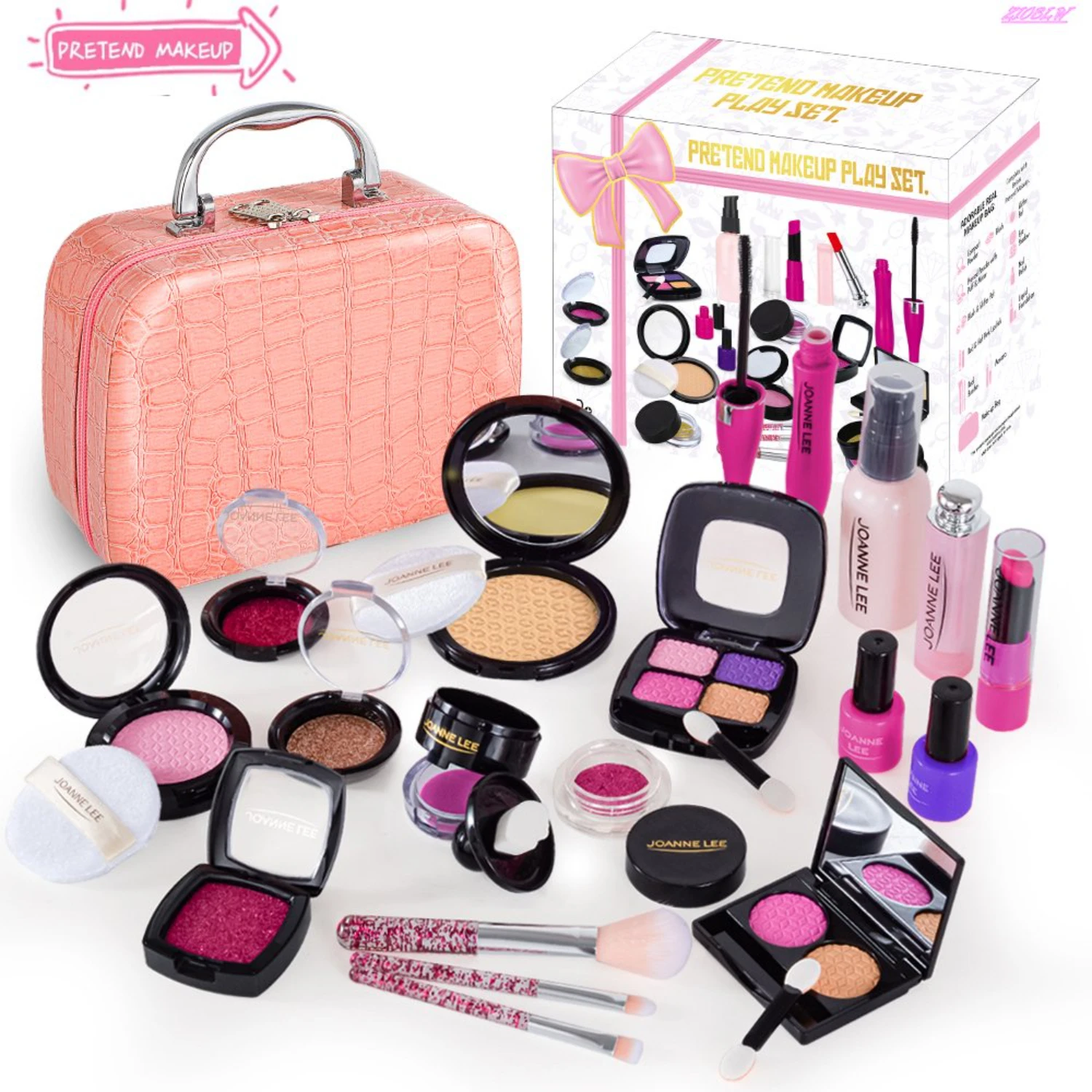 Kids Pretend Makeup Kit with Cosmetic Bag for Girls 4-10 Year Old - Including  Brushes, Eye Shadows, Lipstick, Mascare, Gittler