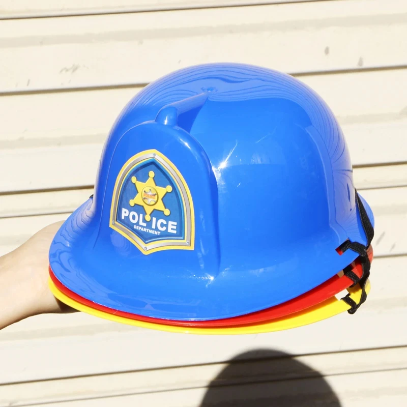 Kids Fireman Hat Children Halloween Cosplay Firefighter Plastic Helmet Boys Acting Props Party Role Play Police Engineer Caps