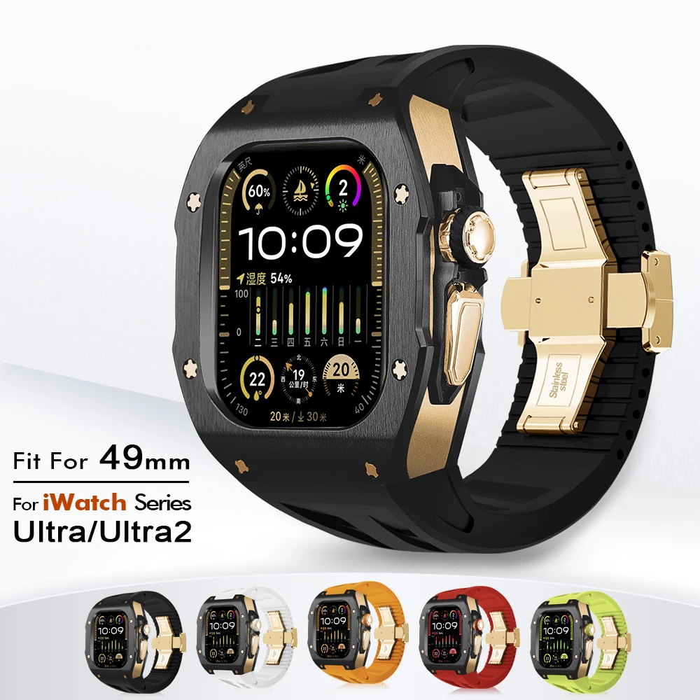 

Soul Cool Titanium Case For Apple Watch Ultra 3/2/1 49mm, Mille Mod Kit iWatch Modification Kit, Fluorinated Rubber Band Luxury