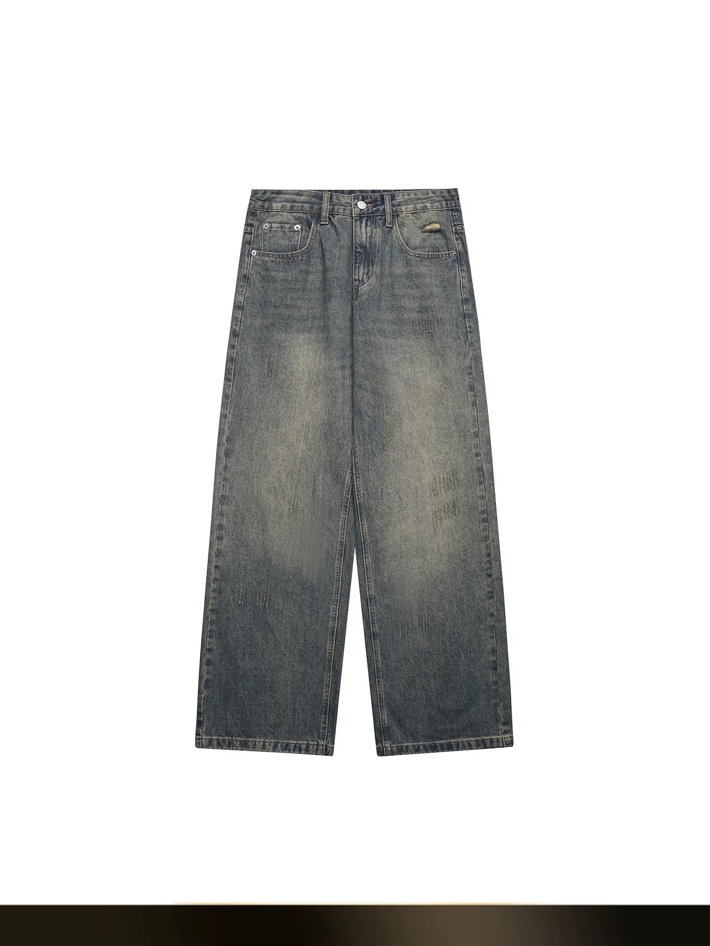 

Retro American Waed Straight Leg Men's Jeans Loose Wide Leg Casual Pants Autumn High Street Versatile Tented Cotton Blend