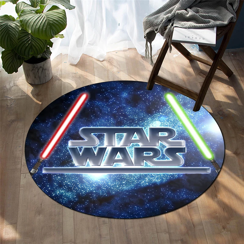 Star War printing Round Carpet for Living Room Rugs Camping Picnic Mats Flannel Anti-Slip Rug Yoga Mat Gifts, Hello Kitty