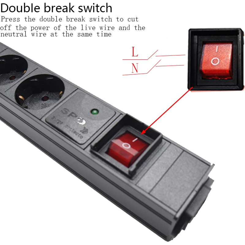 PDU Power Strip Distribution Unit Sockets Network Cabinet Rack 2-8 Ways EU German Socket Outlets C14 Input Surge Protection