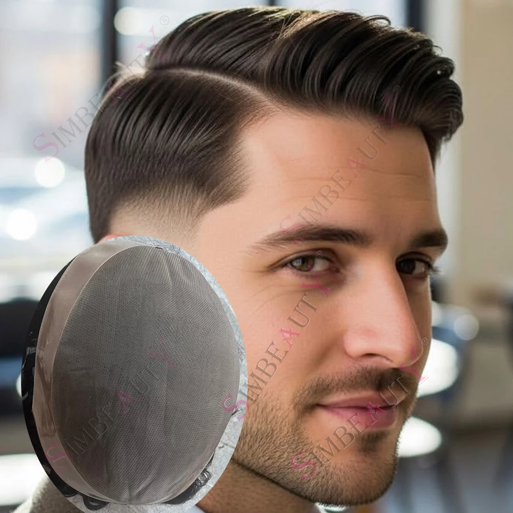 

Светло-русые европейские парики из натуральных волос для мужчин: незаметные, прочные, с тонкой моно-основой, комфортные в носке, система замещения волос (тупе)