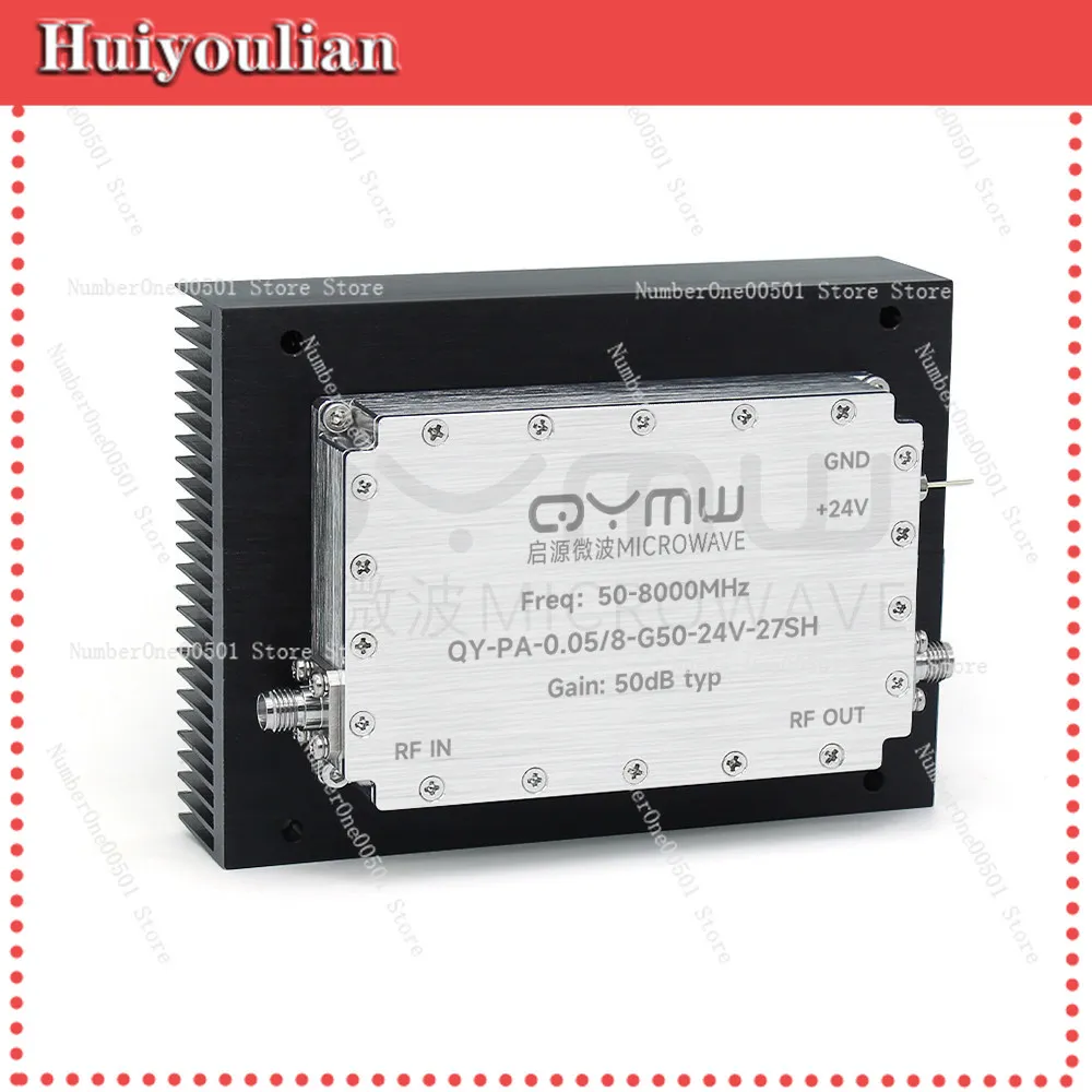 RF Power Amplifier Broadband 0.05-8G High Linear Gain 50dB 24V PA For Industrial RF Communication Electronic Accessory