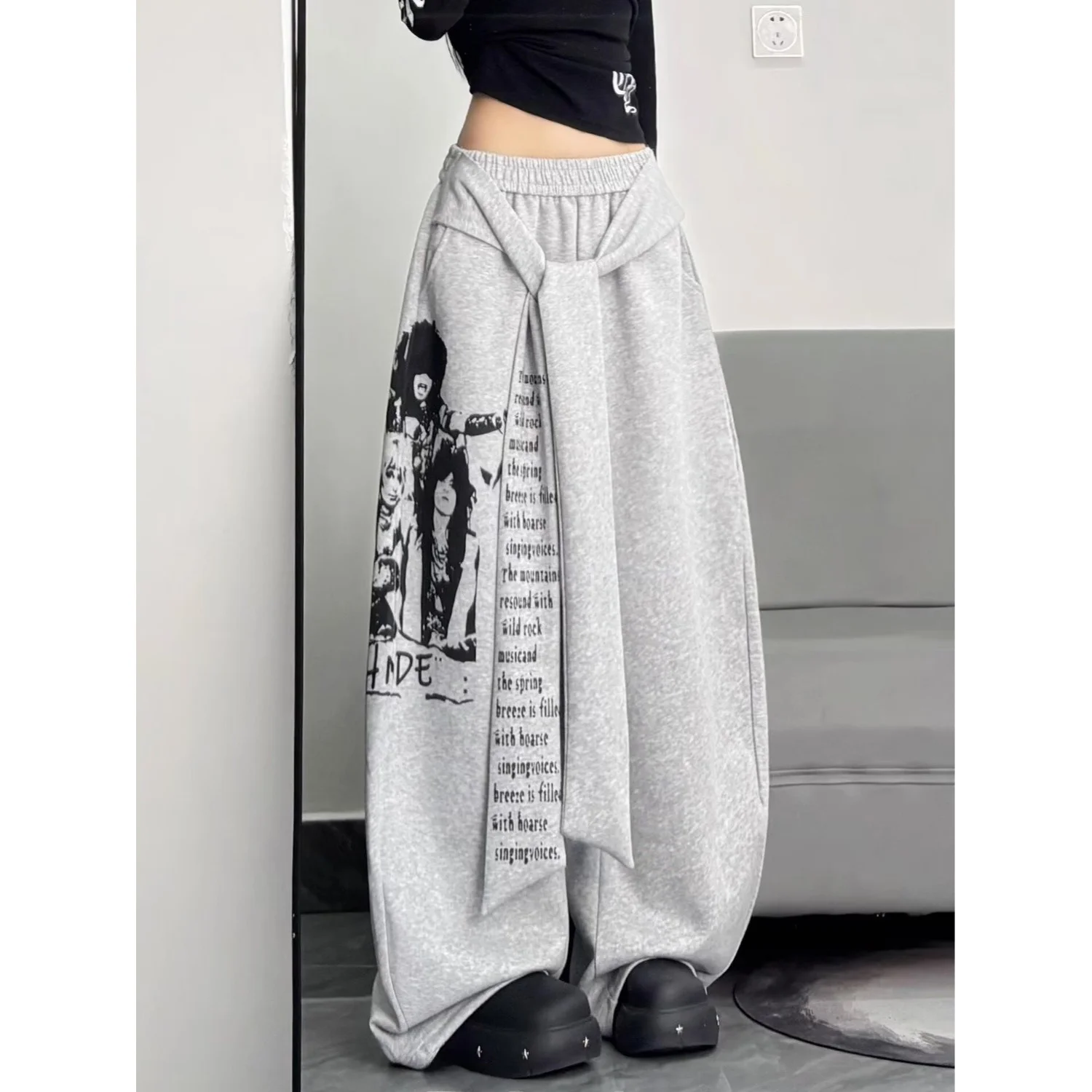 

Loose American Sle Dance Pants Wide Leg Pants for Women plus Size 250 Pou Autumn Winter Streetwear Casual Straight Leg