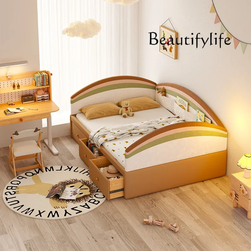 

yj7 Rainbow high box storage bed air pressure box storage tatami room with fence