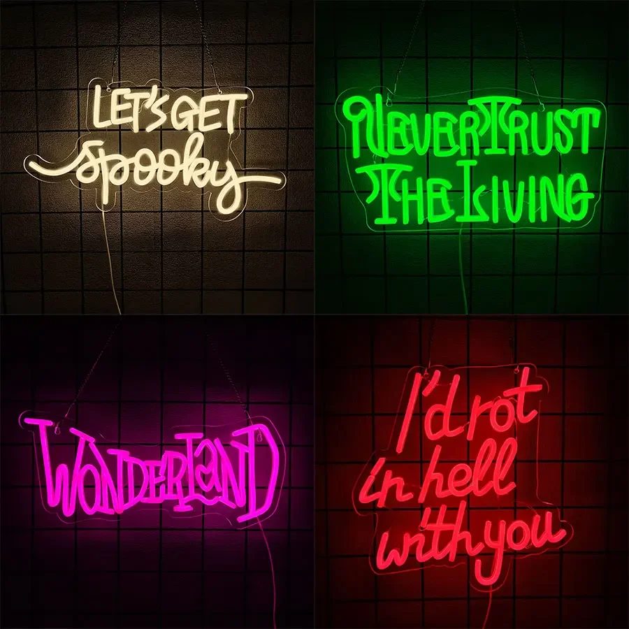 Let's Get Spooky Neon Signs for Wall Decor, LED Neon Light Signs for Wall Bedroom Bar Man Cave Party Halloween Room Decor