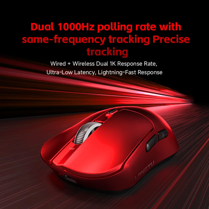 ماوس LANGTU M8 2.4G لاسلكي/بلوتوث/سلكي ثلاثي الموديلات 12000 ديسيبل متوحد الخواص PAW3311 1000K معدل الإرجاع 70g RGB ماكرو ماوس ألعاب