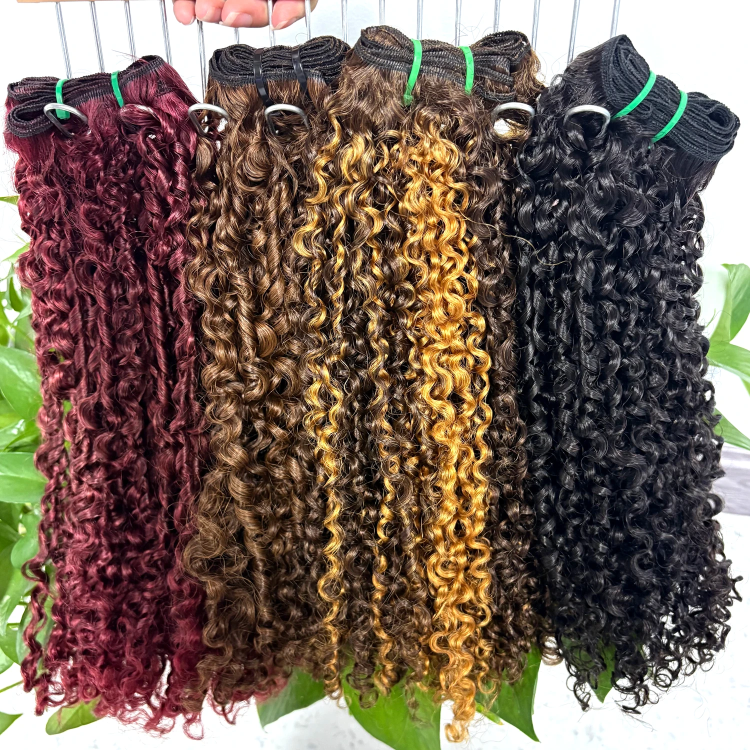 100g/Bundle 12A Highlight Pixie Curly Human Hair Bundles Raw Burmese Human Hair Bundle Deals Unprocessed Weaving Hair Extensions