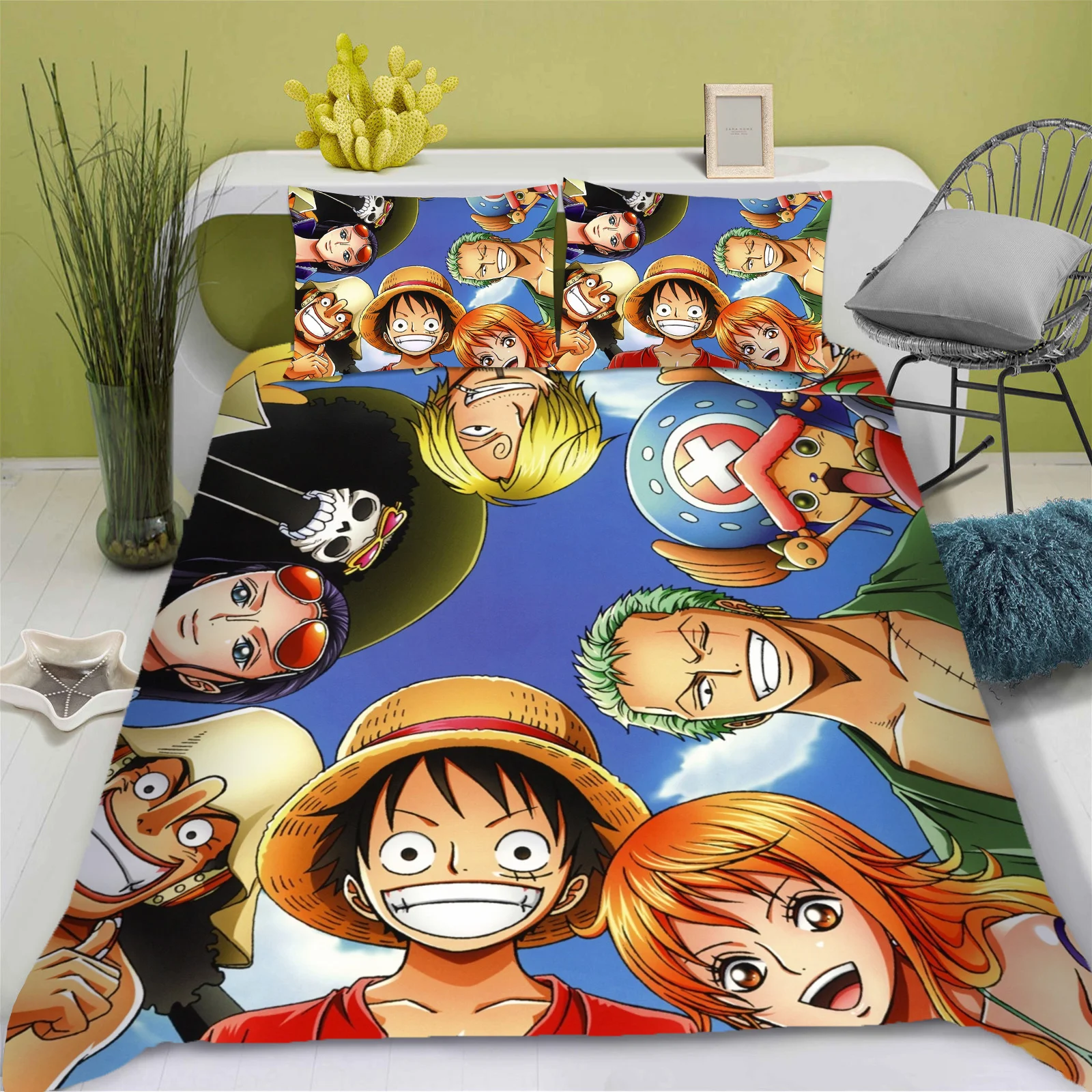 Monkey D Luffy Quilt Cover, Cartoon Duvet, Cute Printing, Home Breathable, Children Bedding, Custom Made, Various Sizes Set