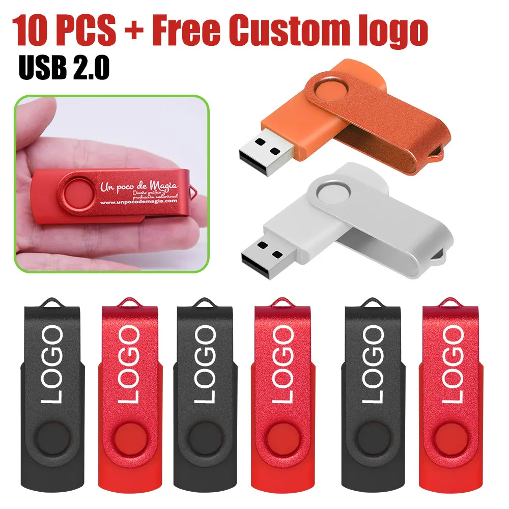 10pcs/lot wholesale price metal usb 2.0 flash drive 4GB 8GB 16GB usb pendrive 32GB 64GB 128GB usb memory stick Custom logo gifts