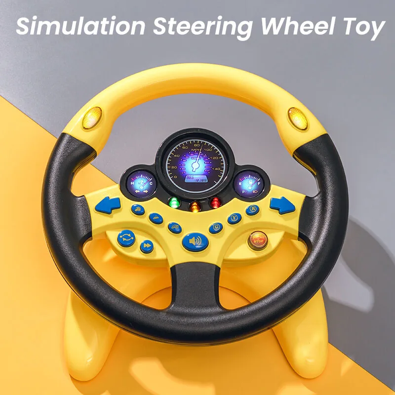 Infant Shining Eletric Simulation Steering Wheel Toy with Light Sound Kids Early Educational Stroller Vocal Toys