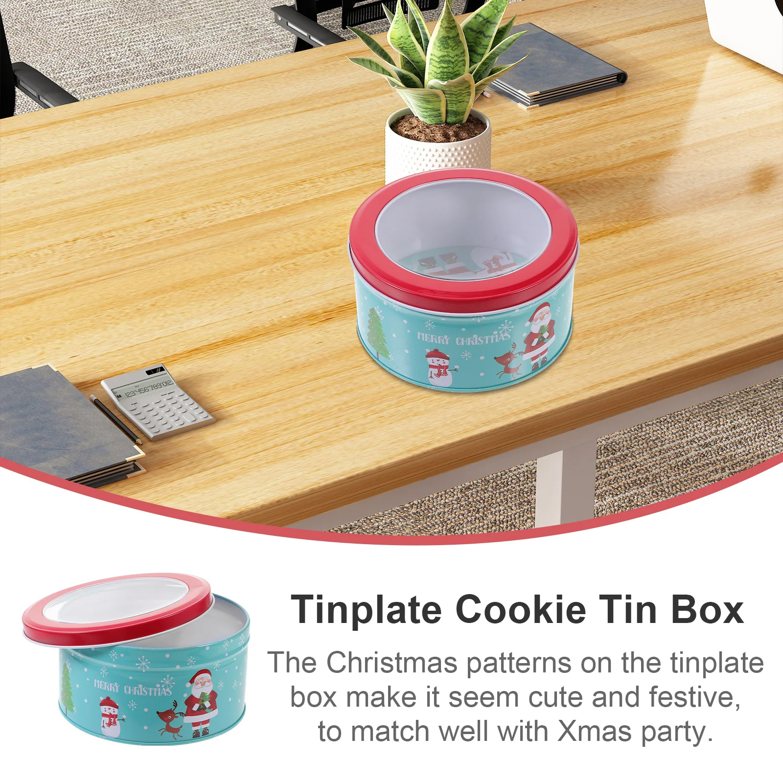 

Tinplate Xmas Candy Box Cookie Tin Biscuit Storage Container Festive Treat Holder Holiday Gift Packaging Christmas Cookie Tin