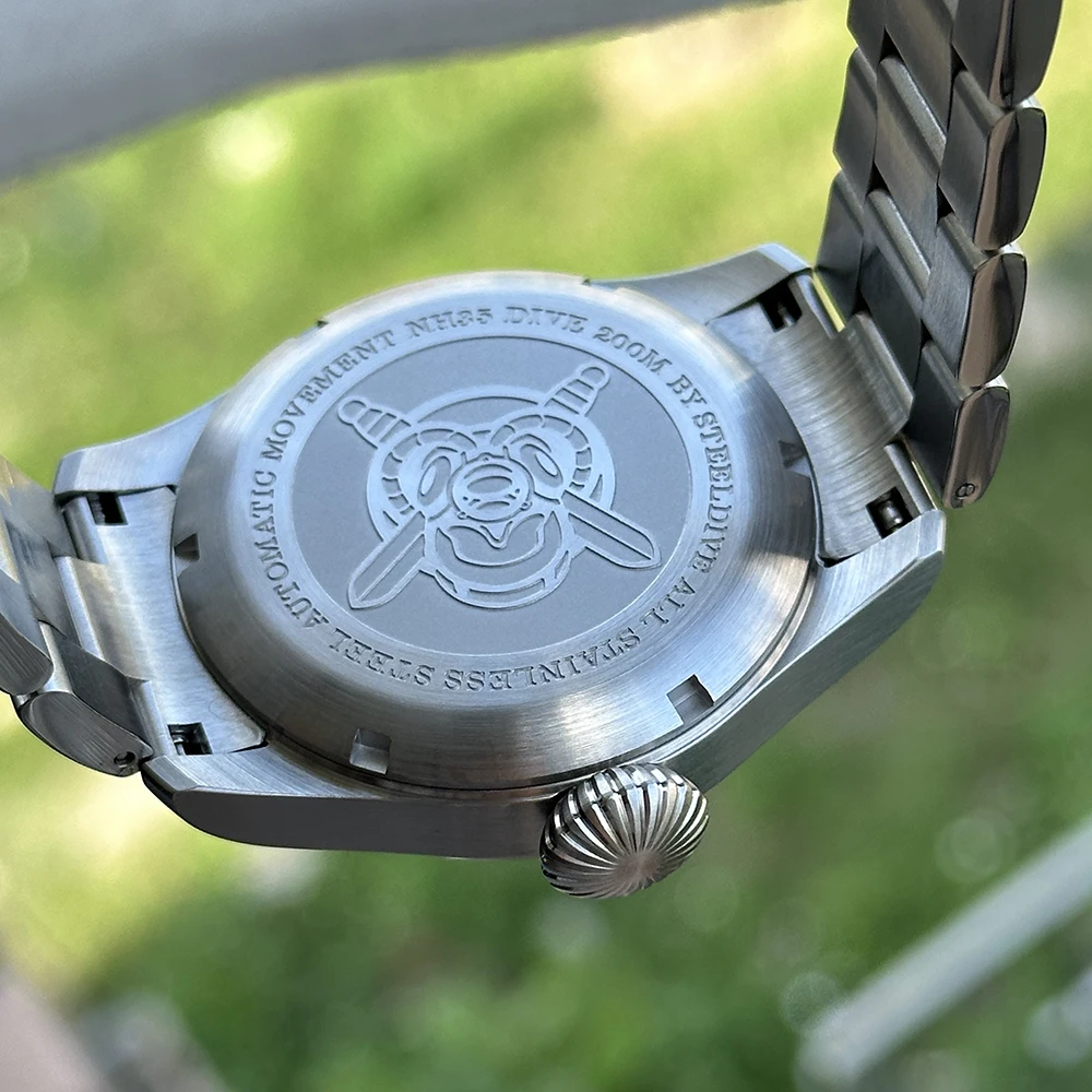 Reloj de piloto STEELDIVE para hombre, reloj de pulsera mecánico automático para buzo, resistente al agua 20ATM, C3 + BGW-9, zafiro luminoso NH35, corona de cebolla