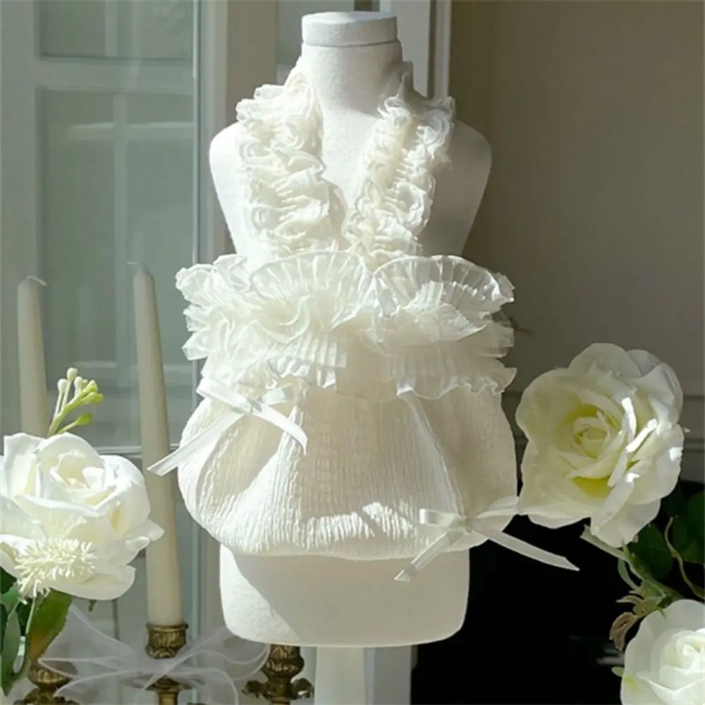 

Fashion Cute Pet White Lace Camisole Soft Breathable Summer Pet Vest Thin Design Cat Princess Skirt for Pomeranian Chihuahua