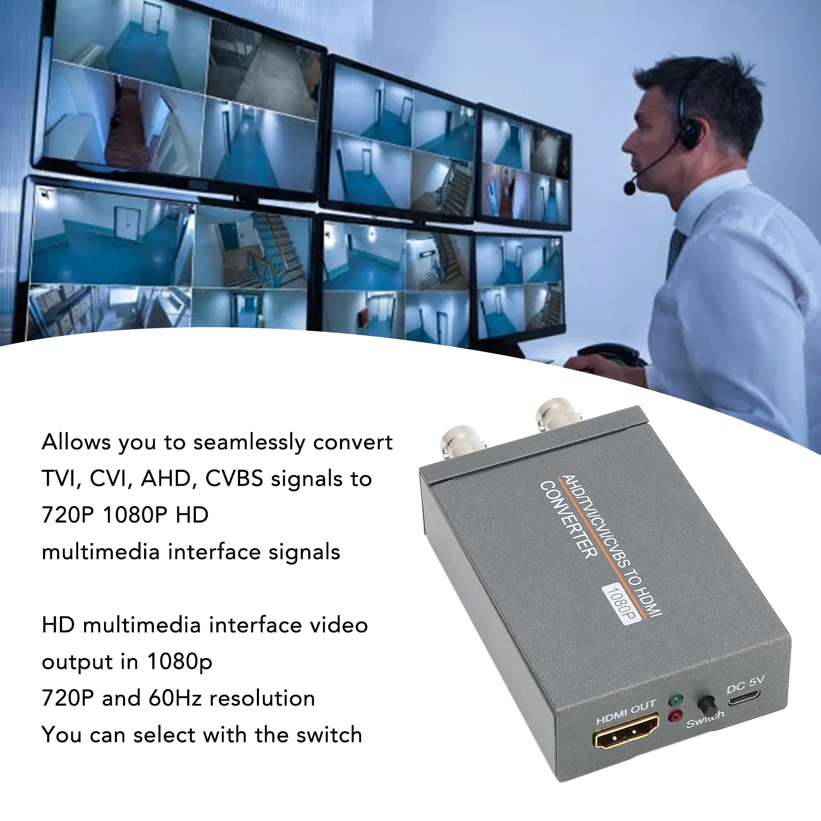 

Конвертер мультимедийного интерфейса CVI в HD Конвертер мультимедийного интерфейса AHD в HD на большие расстояния для монитора