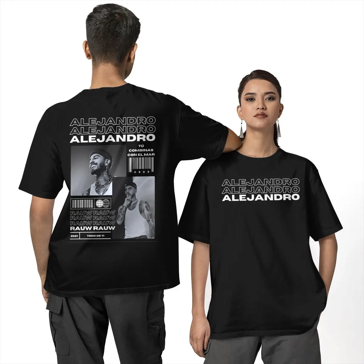 

Футболка Rauw Alejandro, трендовые футболки с коротким рукавом, футболка в уличном стиле, пляжная хлопковая одежда с круглым вырезом, одежда оверсайз